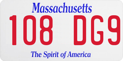 MA license plate 108DG9