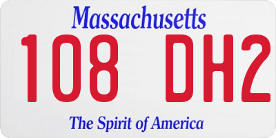 MA license plate 108DH2