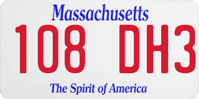 MA license plate 108DH3