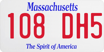 MA license plate 108DH5