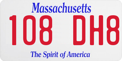 MA license plate 108DH8