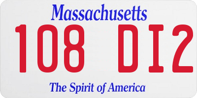 MA license plate 108DI2