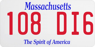 MA license plate 108DI6