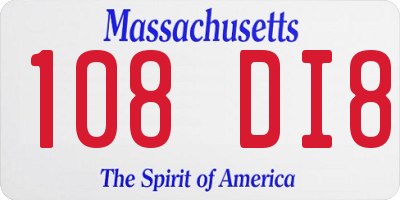 MA license plate 108DI8