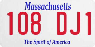 MA license plate 108DJ1