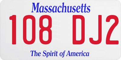 MA license plate 108DJ2