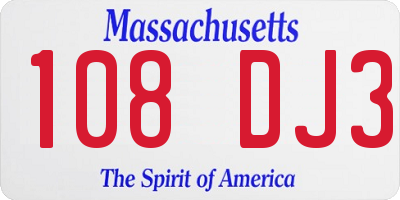 MA license plate 108DJ3