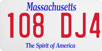 MA license plate 108DJ4