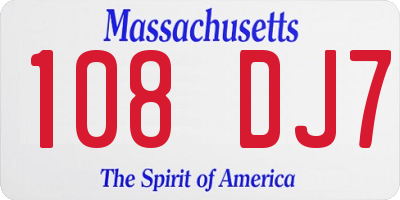 MA license plate 108DJ7