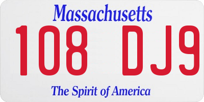 MA license plate 108DJ9