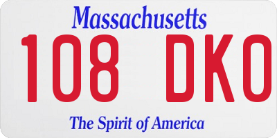 MA license plate 108DK0