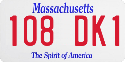 MA license plate 108DK1