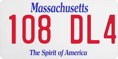 MA license plate 108DL4