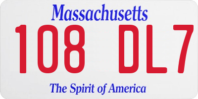 MA license plate 108DL7