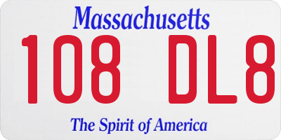 MA license plate 108DL8