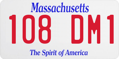 MA license plate 108DM1