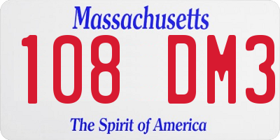 MA license plate 108DM3