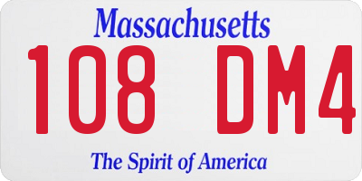 MA license plate 108DM4