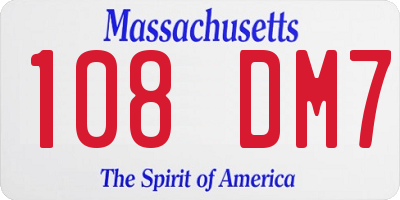 MA license plate 108DM7