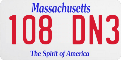 MA license plate 108DN3