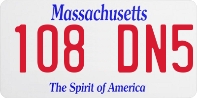 MA license plate 108DN5