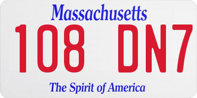 MA license plate 108DN7