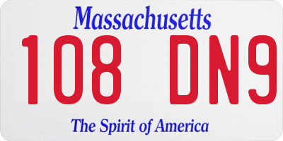 MA license plate 108DN9
