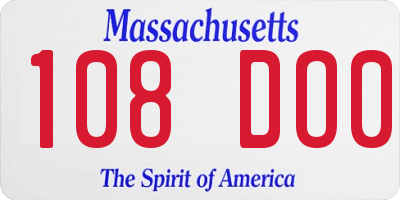 MA license plate 108DO0
