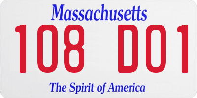 MA license plate 108DO1