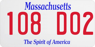 MA license plate 108DO2