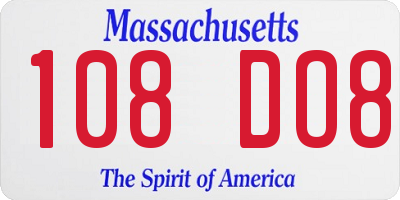 MA license plate 108DO8