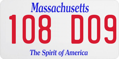 MA license plate 108DO9