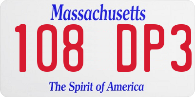 MA license plate 108DP3