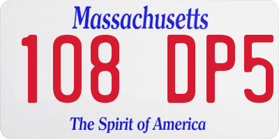 MA license plate 108DP5