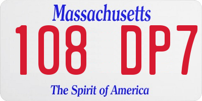 MA license plate 108DP7