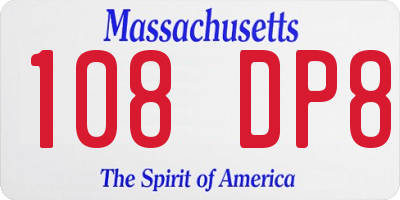 MA license plate 108DP8