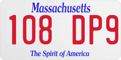 MA license plate 108DP9