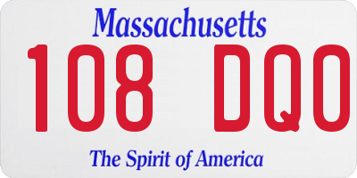 MA license plate 108DQ0