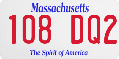 MA license plate 108DQ2