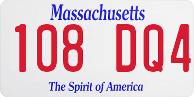 MA license plate 108DQ4