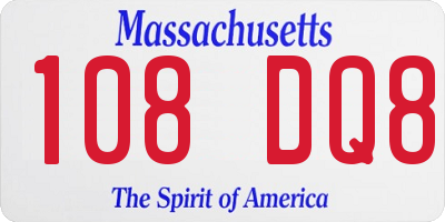 MA license plate 108DQ8