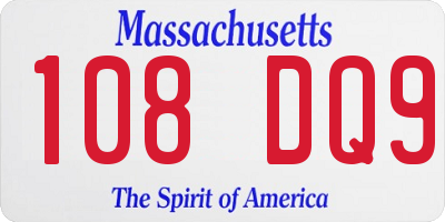 MA license plate 108DQ9