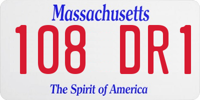 MA license plate 108DR1