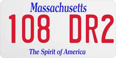 MA license plate 108DR2
