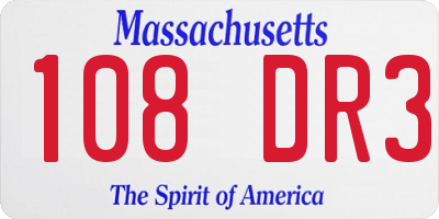 MA license plate 108DR3