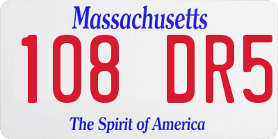 MA license plate 108DR5