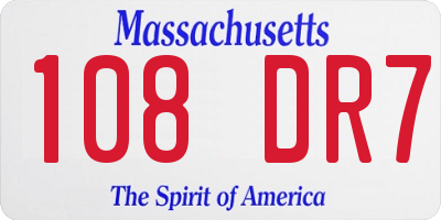 MA license plate 108DR7