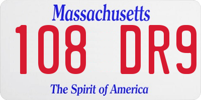 MA license plate 108DR9