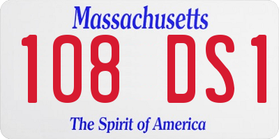 MA license plate 108DS1