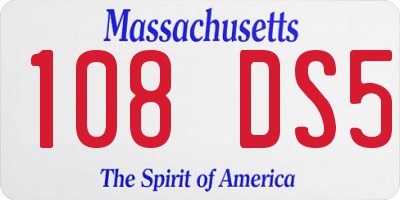 MA license plate 108DS5
